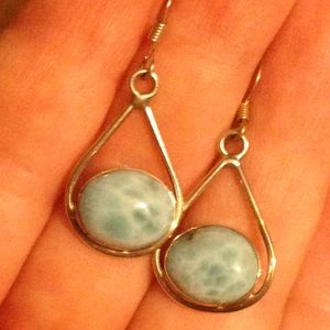 Sterling Silver Genuine DR Larimar Earrings